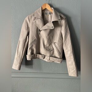 Bagatelle | faux leather | moto style | grey | stone | zip | jacket | s